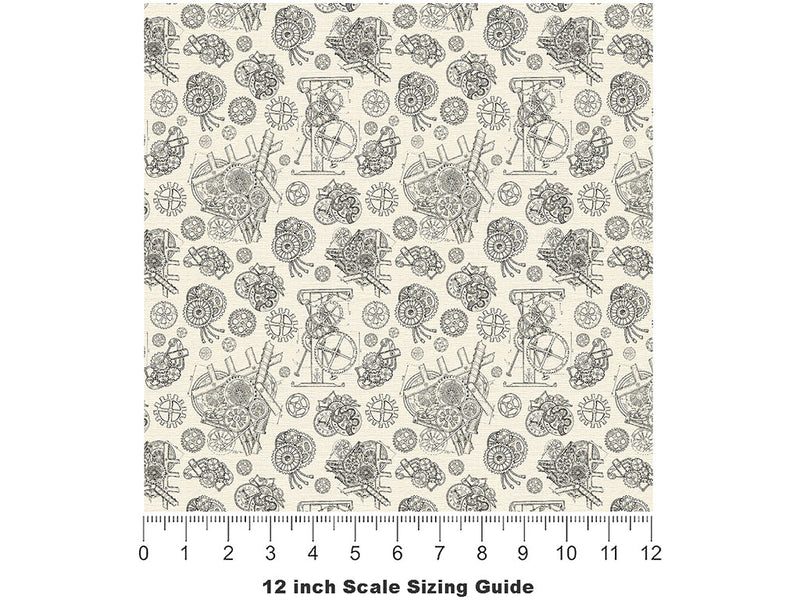 Simple Mechanisms Steampunk Vinyl Film Pattern Size 12 inch Scale~Rwraps Simple Mechanisms Steampunk Sizing Chart~2