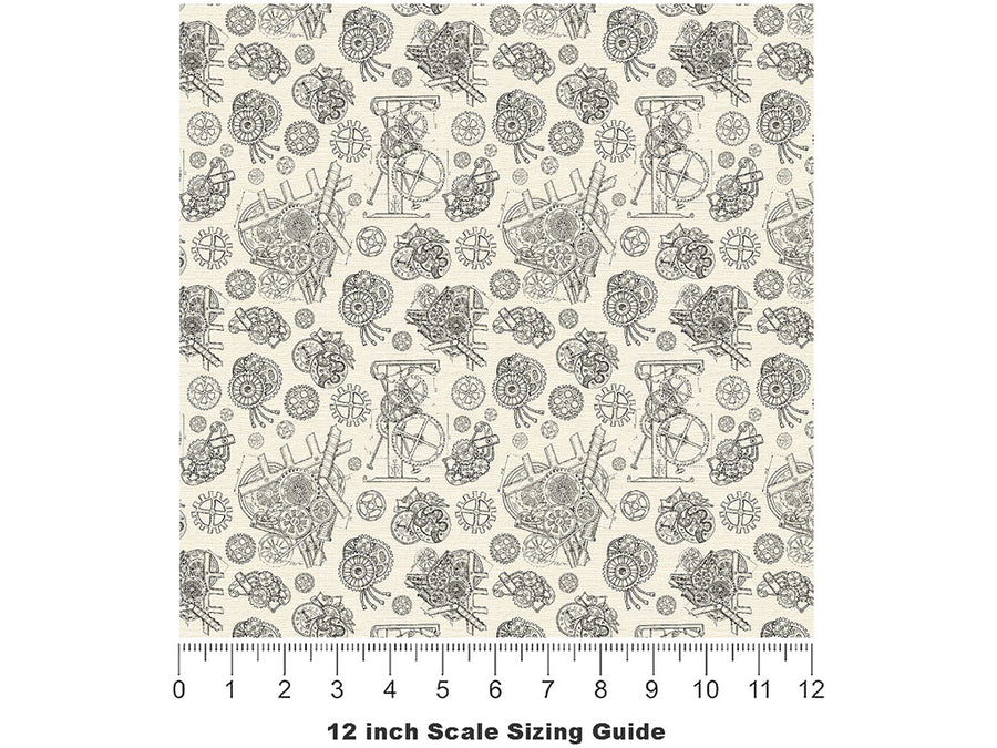 Simple Mechanisms Steampunk Vinyl Film Pattern Size 12 inch Scale~Rwraps Simple Mechanisms Steampunk Sizing Chart~2