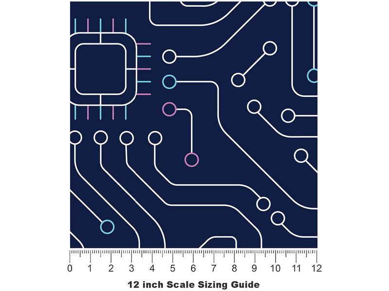 Simple Navy Technology Vinyl Film Pattern Size 12 inch Scale~Rwraps Simple Navy Technology Sizing Chart~3