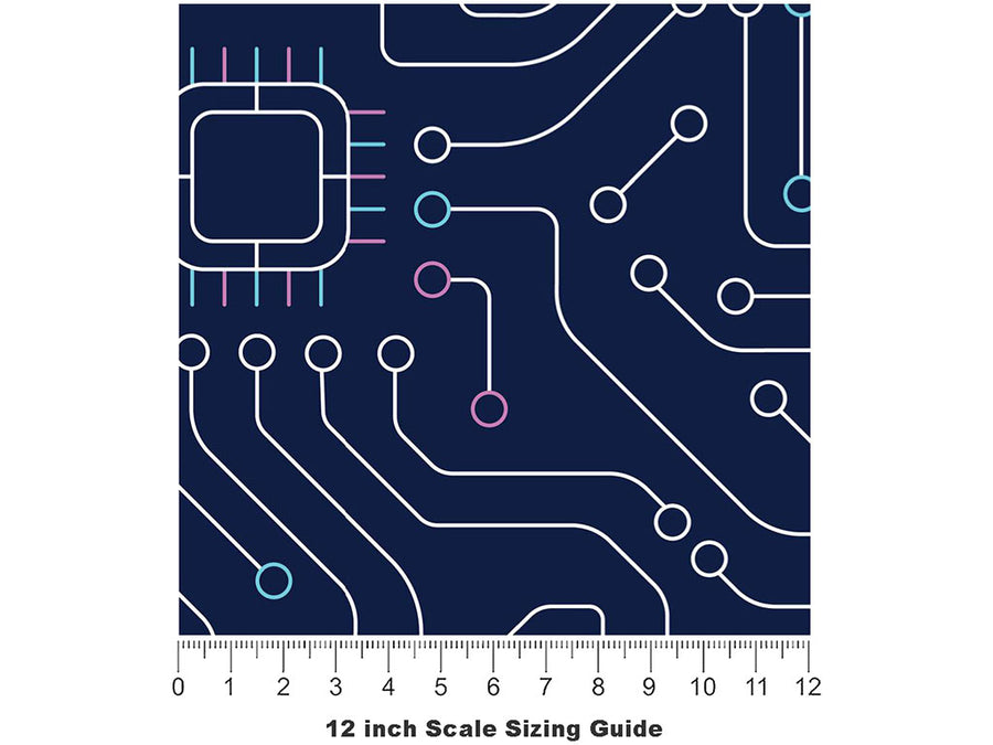 Simple Navy Technology Vinyl Film Pattern Size 12 inch Scale~Rwraps Simple Navy Technology Sizing Chart~3