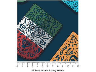 Simple Picado Day of the Dead Vinyl Film Pattern Size 12 inch Scale~Rwraps Simple Picado Day of the Dead Sizing Chart~2