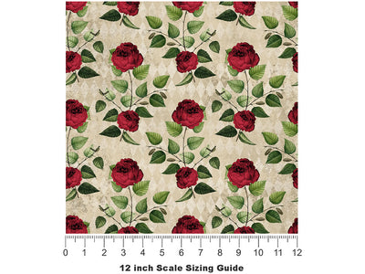 Simple Roses Gothic Vinyl Film Pattern Size 12 inch Scale~Rwraps Simple Roses Gothic Sizing Chart~2