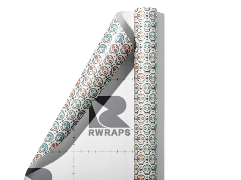 Simple Skulls Day of the Dead Wrap Film Sheets~Rwraps Series 914 Simple Skulls Day of the Dead Scrolled Sheet~3