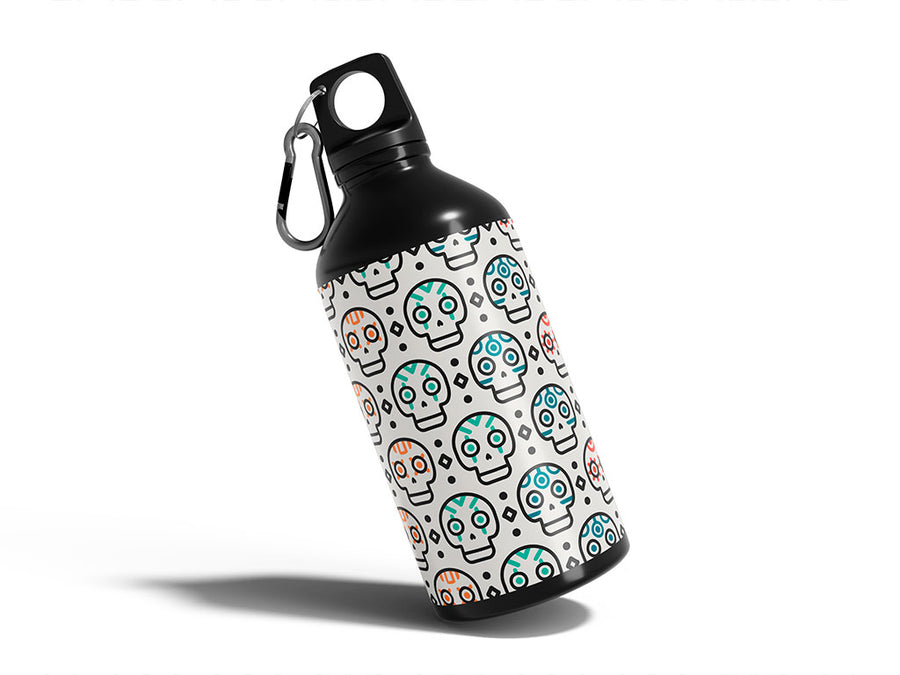 simple skulls day of the dead Water Bottle DIY Stickers