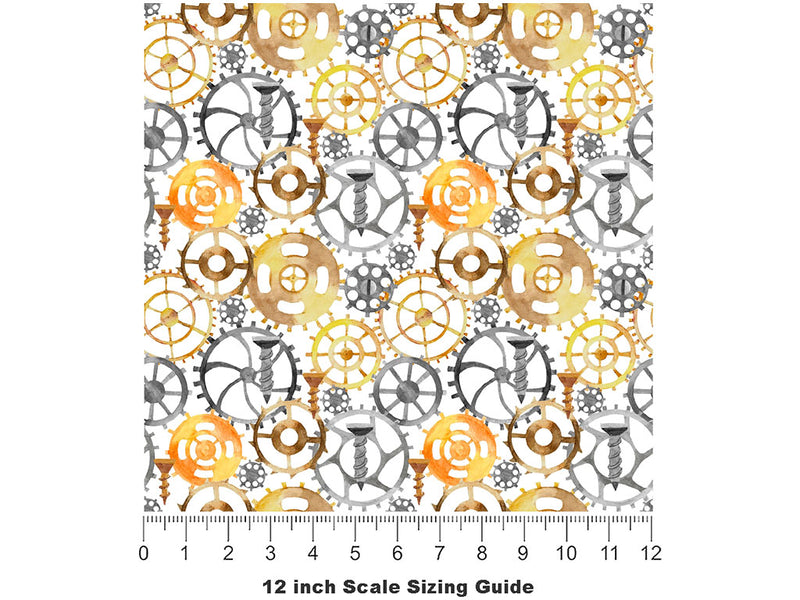 Simple Tools Steampunk Vinyl Film Pattern Size 12 inch Scale~Rwraps Simple Tools Steampunk Sizing Chart~2