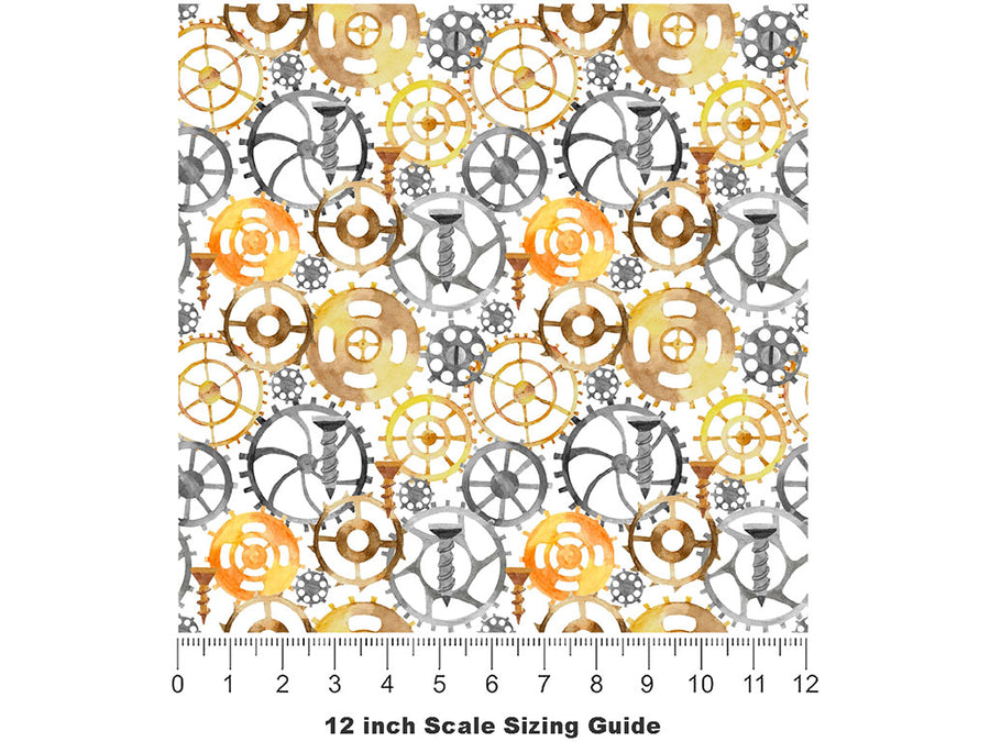 Simple Tools Steampunk Vinyl Film Pattern Size 12 inch Scale~Rwraps Simple Tools Steampunk Sizing Chart~2