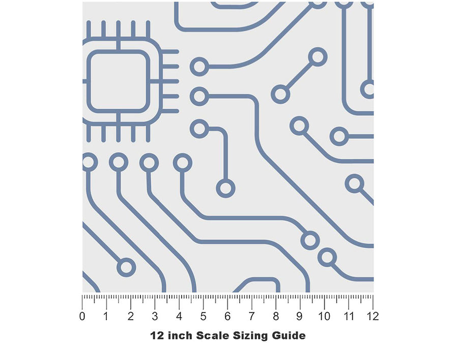 Simple White Technology Vinyl Film Pattern Size 12 inch Scale~Rwraps Simple White Technology Sizing Chart~3