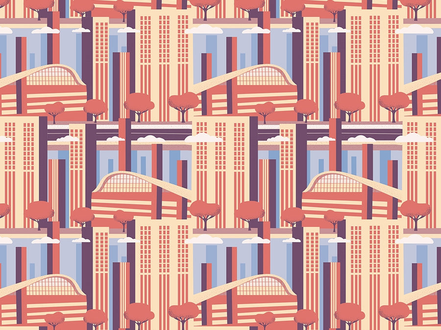 Sixties Utopia Cityscape Vinyl Wrap Pattern~Rwraps Series 914 Digitally Printed Vinyl Wrap~0