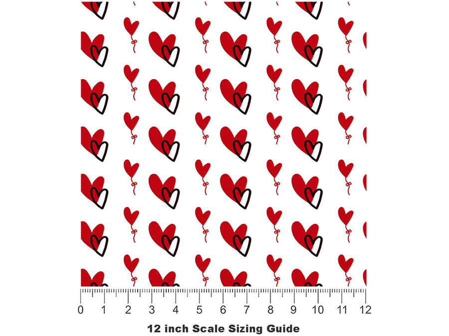 Skipped Beat Heart Vinyl Film Pattern Size 12 inch Scale~Rwraps Skipped Beat Heart Sizing Chart~2