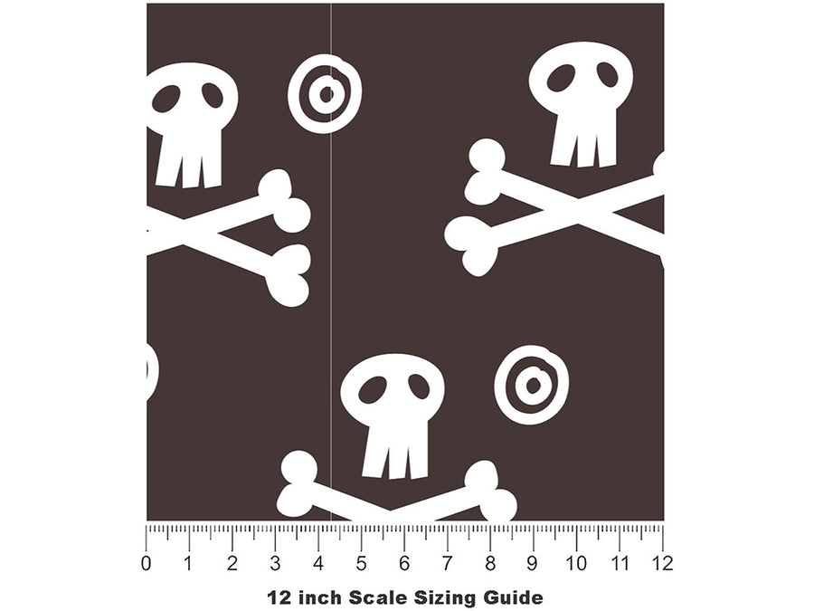 Skull and Crossbones Pirate Vinyl Film Pattern Size 12 inch Scale~Rwraps Skull and Crossbones Pirate Sizing Chart~2