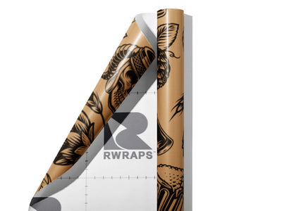 Skull Tankard Alcohol Wrap Film Sheets~Rwraps Series 914 Skull Tankard Alcohol Scrolled Sheet~3