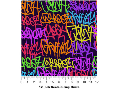 Small Columns Graffiti Vinyl Film Pattern Size 12 inch Scale~Rwraps Small Columns Graffiti Sizing Chart~3