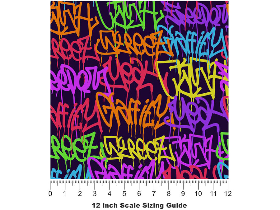 Small Columns Graffiti Vinyl Film Pattern Size 12 inch Scale~Rwraps Small Columns Graffiti Sizing Chart~3