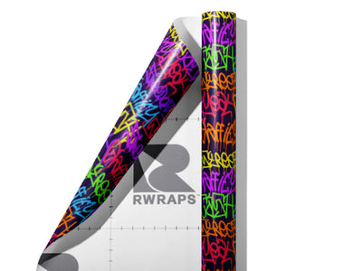 Small Columns Graffiti Wrap Film Sheets~Rwraps Series 914 Small Columns Graffiti Scrolled Sheet~4