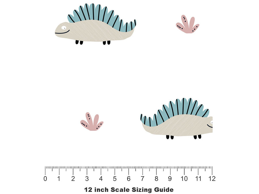 Smiling Stegosaur Dinosaur Vinyl Film Pattern Size 12 inch Scale~Rwraps Smiling Stegosaur Dinosaur Sizing Chart~2