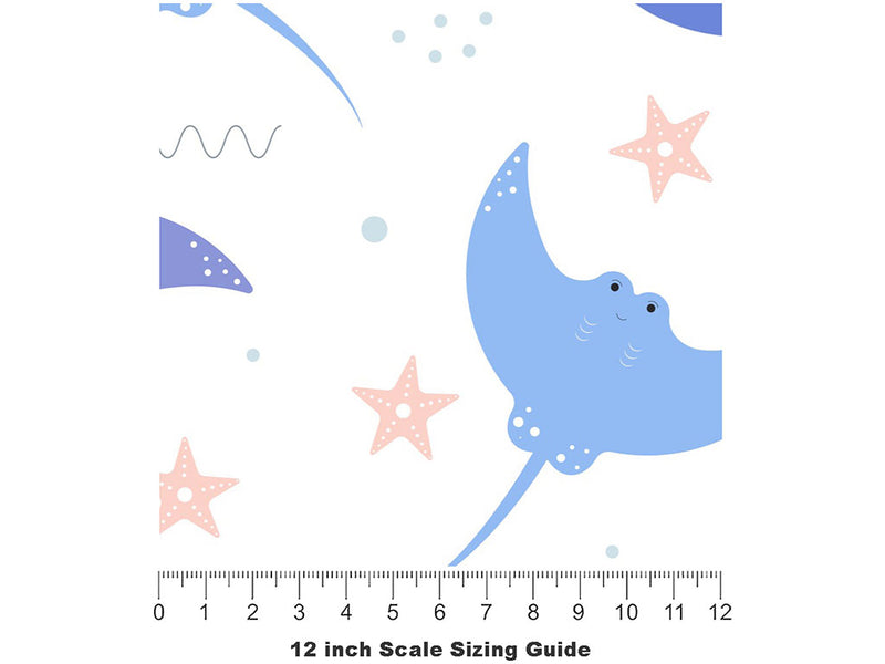 Smiling Stingray Marine Life Vinyl Film Pattern Size 12 inch Scale~Rwraps Smiling Stingray Marine Life Sizing Chart~2