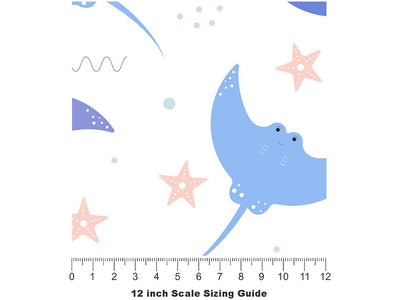 Smiling Stingray Marine Life Vinyl Film Pattern Size 12 inch Scale~Rwraps Smiling Stingray Marine Life Sizing Chart~2