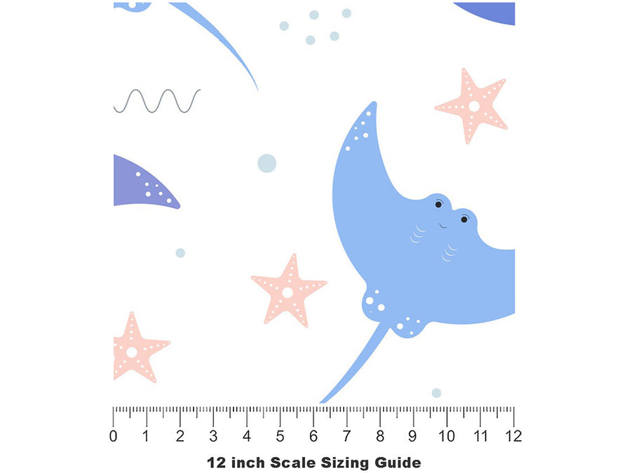 Smiling Stingray Marine Life Vinyl Film Pattern Size 12 inch Scale~Rwraps Smiling Stingray Marine Life Sizing Chart~2