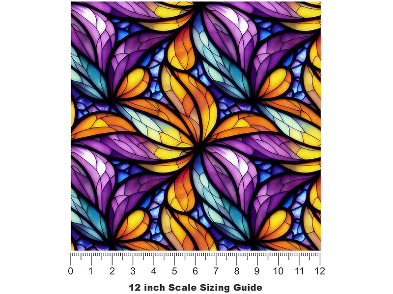 Smooth Petals Stained Glass Vinyl Film Pattern Size 12 inch Scale~Rwraps Smooth Petals Stained Glass Sizing Chart~2