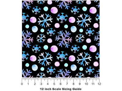 Snowflake Kisses Snow Vinyl Film Pattern Size 12 inch Scale~Rwraps Snowflake Kisses Snow Sizing Chart~2