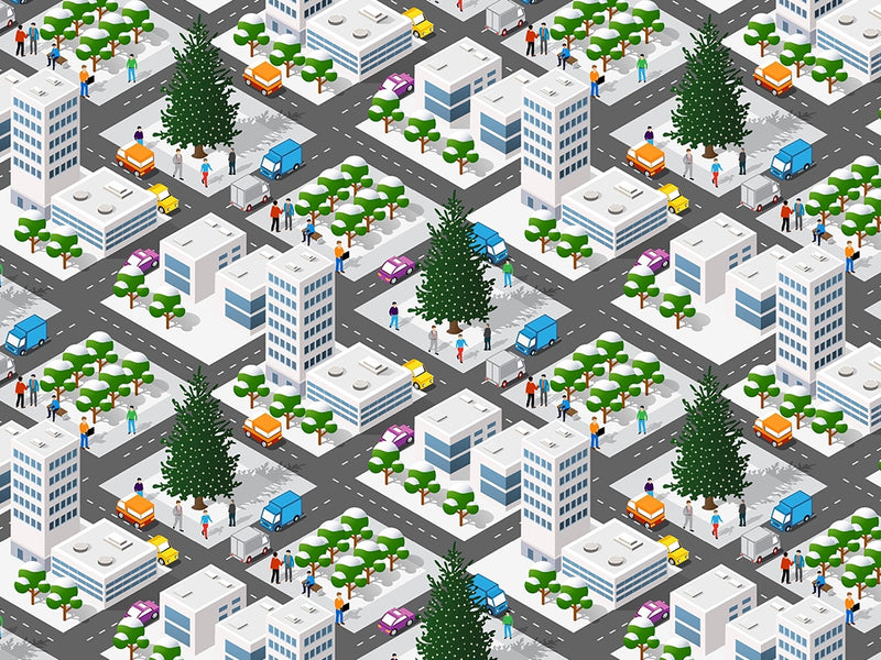 Snowy Streets Cityscape Vinyl Wrap Pattern~Rwraps Series 914 Digitally Printed Vinyl Wrap~0