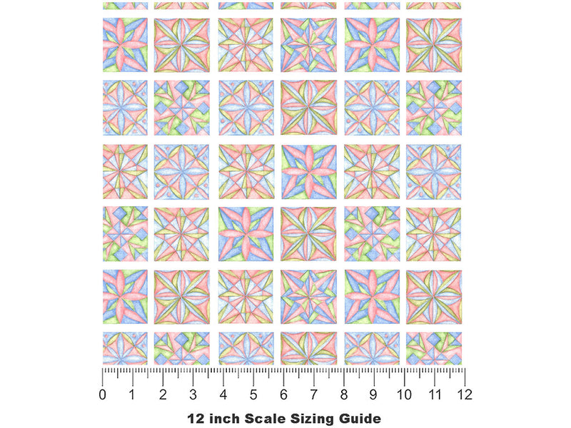 Soft Collage Mosaic Vinyl Film Pattern Size 12 inch Scale~Rwraps Soft Collage Mosaic Sizing Chart~2