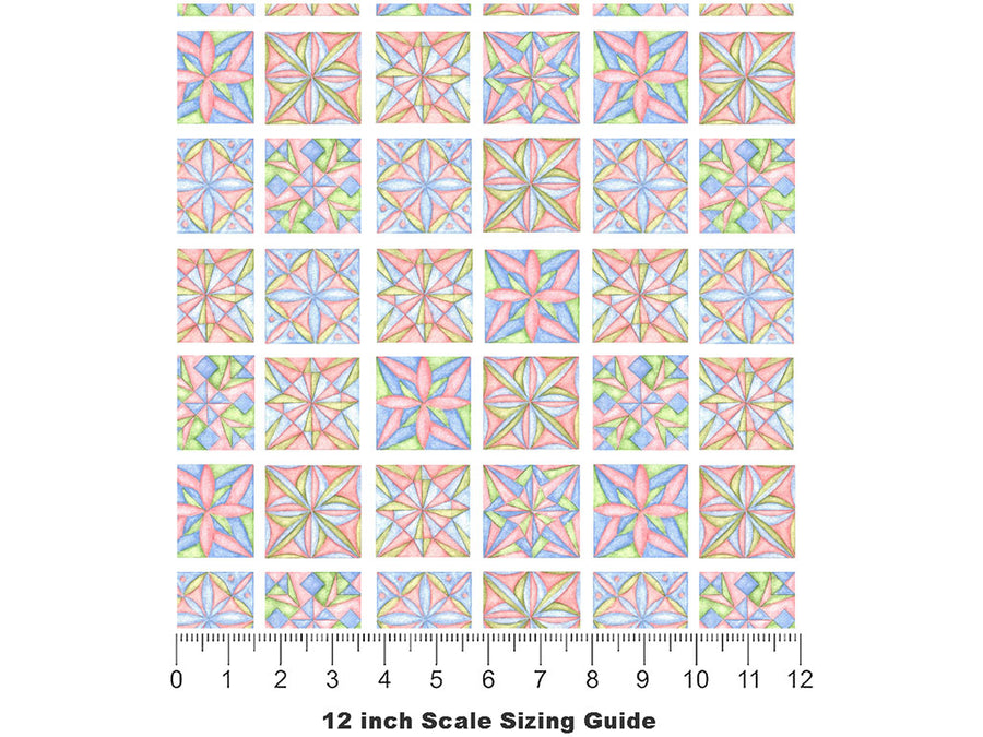 Soft Collage Mosaic Vinyl Film Pattern Size 12 inch Scale~Rwraps Soft Collage Mosaic Sizing Chart~2