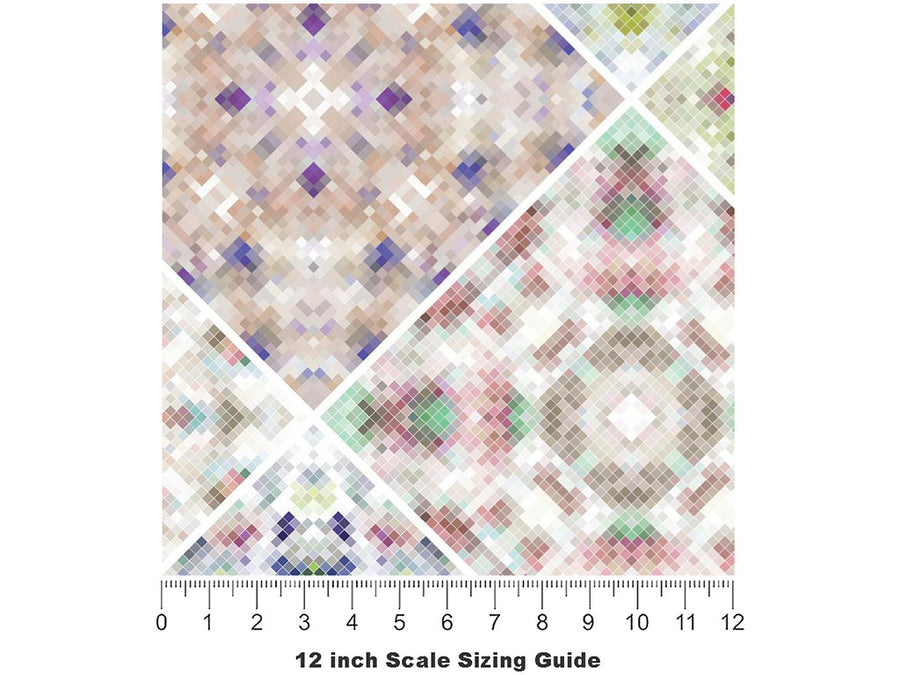 Soft Rainbow Tile Vinyl Film Pattern Size 12 inch Scale~Rwraps Soft Rainbow Tile Sizing Chart~3