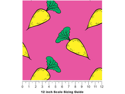Solar Yellow Vegetable Vinyl Film Pattern Size 12 inch Scale~Rwraps Solar Yellow Vegetable Sizing Chart~2