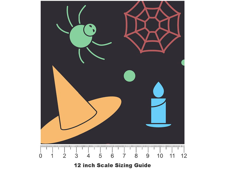 Spidery Hats Witch Vinyl Film Pattern Size 12 inch Scale~Rwraps Spidery Hats Witch Sizing Chart~2