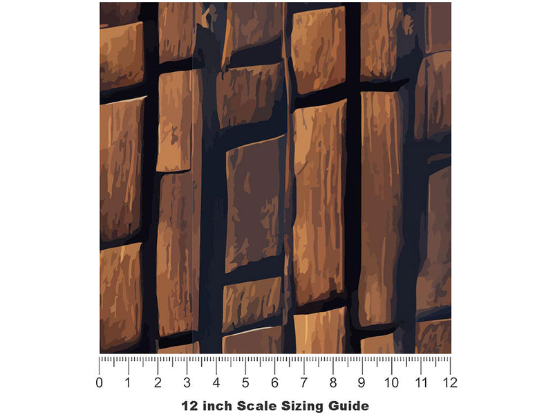 Split Mahogany Wooden Parquet Vinyl Film Pattern Size 12 inch Scale~Rwraps Split Mahogany Wooden Parquet Sizing Chart~3