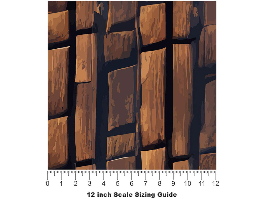 Split Mahogany Wooden Parquet Vinyl Film Pattern Size 12 inch Scale~Rwraps Split Mahogany Wooden Parquet Sizing Chart~3