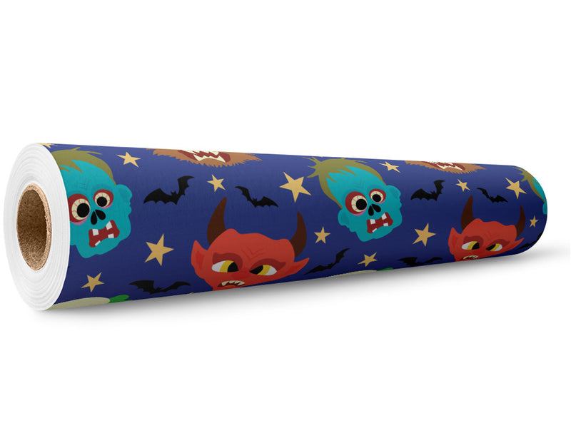 Spooky Friends Halloween Wrap Film Wholesale Roll~Rwraps Series 914 Digitally Printed Vinyl Roll~5