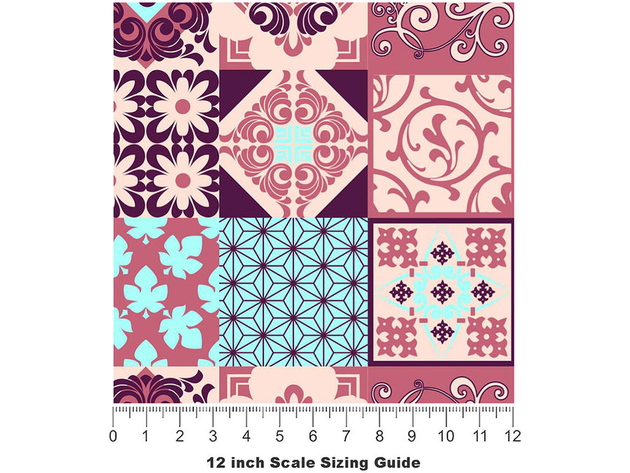 Spring Fever Tile Vinyl Film Pattern Size 12 inch Scale~Rwraps Spring Fever Tile Sizing Chart~3