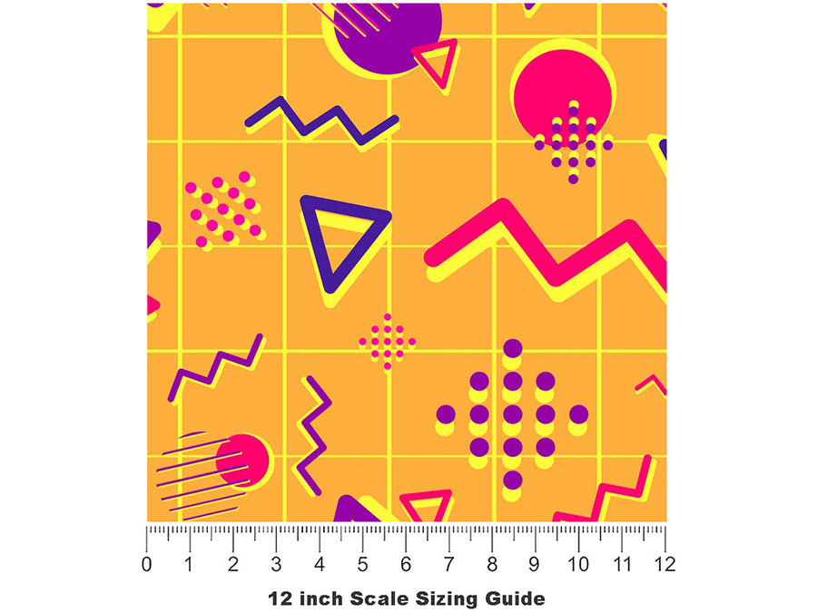 Squirmy Geometry Abstract Vinyl Film Pattern Size 12 inch Scale~Rwraps Squirmy Geometry Abstract Sizing Chart~2
