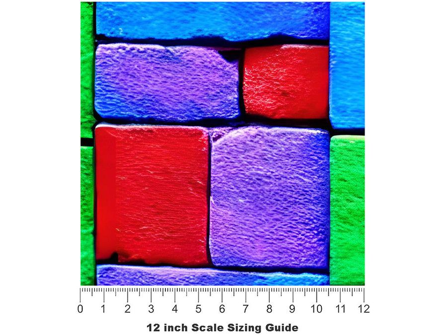 Stacked  Brick Vinyl Film Pattern Size 12 inch Scale~Rwraps Stacked  Brick Sizing Chart~3