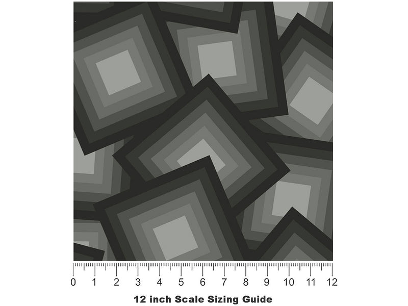 Stacked Squares Abstract Vinyl Film Pattern Size 12 inch Scale~Rwraps Stacked Squares Abstract Sizing Chart~2