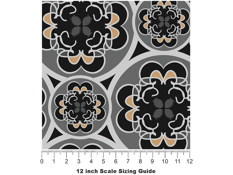 Stamped Fortitude Art Deco Vinyl Film Pattern Size 12 inch Scale~Rwraps Stamped Fortitude Art Deco Sizing Chart~2