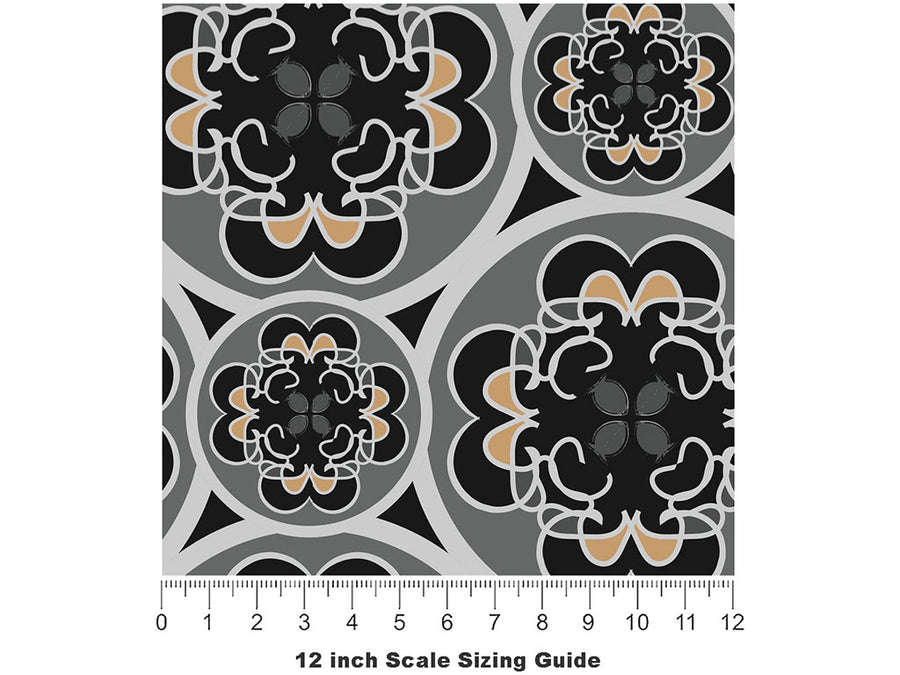 Stamped Fortitude Art Deco Vinyl Film Pattern Size 12 inch Scale~Rwraps Stamped Fortitude Art Deco Sizing Chart~2