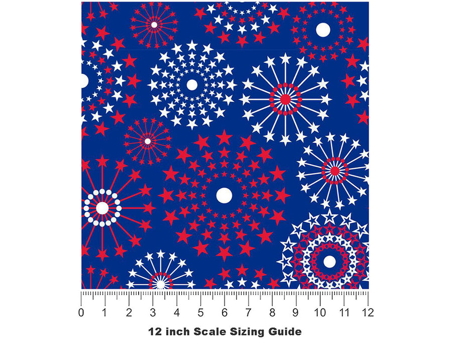Starry Skies Americana Vinyl Film Pattern Size 12 inch Scale~Rwraps Starry Skies Americana Sizing Chart~3