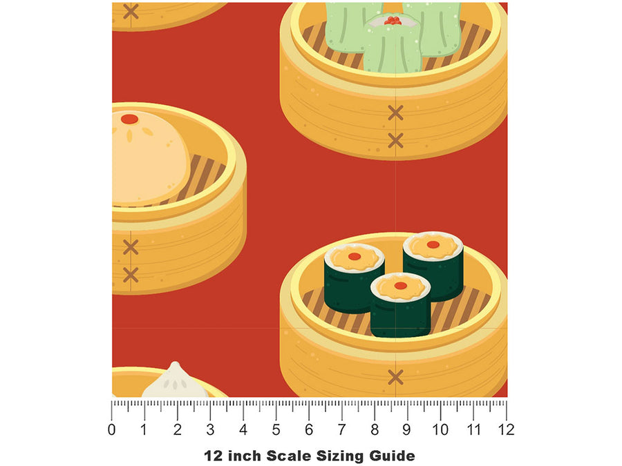 Steamed Buns Food Vinyl Film Pattern Size 12 inch Scale~Rwraps Steamed Buns Food Sizing Chart~2