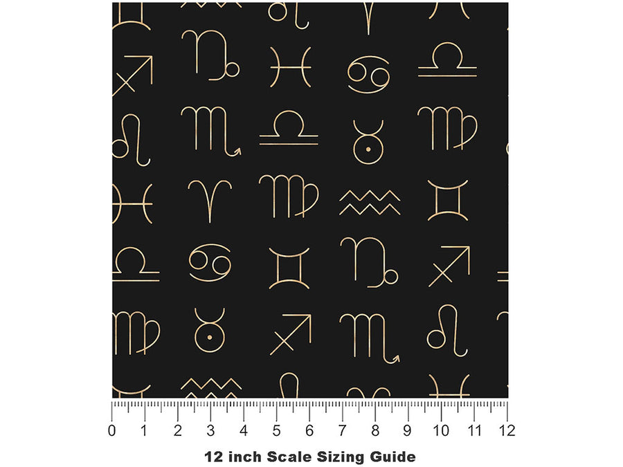 Stellar Symbols Astrology Vinyl Film Pattern Size 12 inch Scale~Rwraps Stellar Symbols Astrology Sizing Chart~2