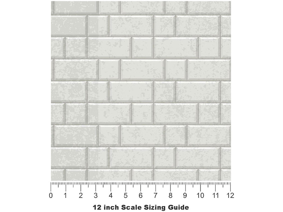 Stepped Grey Brick Vinyl Film Pattern Size 12 inch Scale~Rwraps Stepped Grey Brick Sizing Chart~3