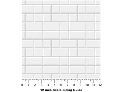 Stepped White Brick Vinyl Film Pattern Size 12 inch Scale~Rwraps Stepped White Brick Sizing Chart~3
