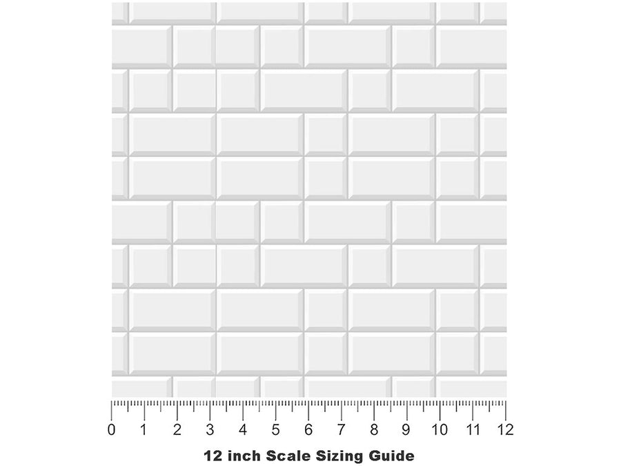 Stepped White Brick Vinyl Film Pattern Size 12 inch Scale~Rwraps Stepped White Brick Sizing Chart~3