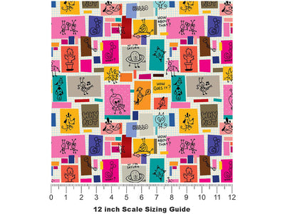 Sticky Note Doodles Sticker Bomb Vinyl Film Pattern Size 12 inch Scale~Rwraps Sticky Note Doodles Sticker Bomb Sizing Chart~3