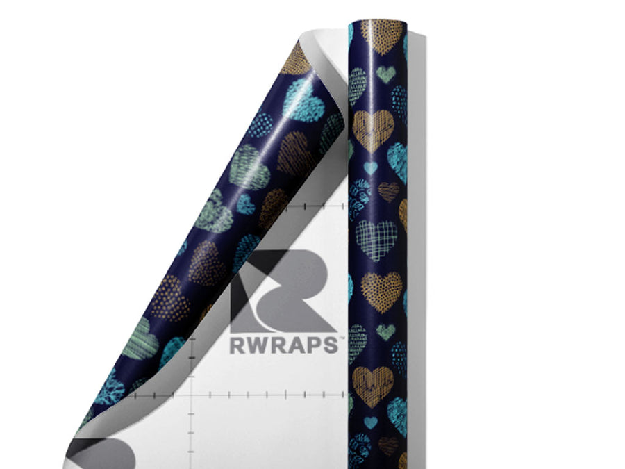 Stitched Together Heart Wrap Film Sheets~Rwraps Series 914 Stitched Together Heart Scrolled Sheet~3