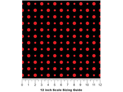 Stoplight Red Polka Dot Vinyl Film Pattern Size 12 inch Scale~Rwraps Stoplight Red Polka Dot Sizing Chart~2
