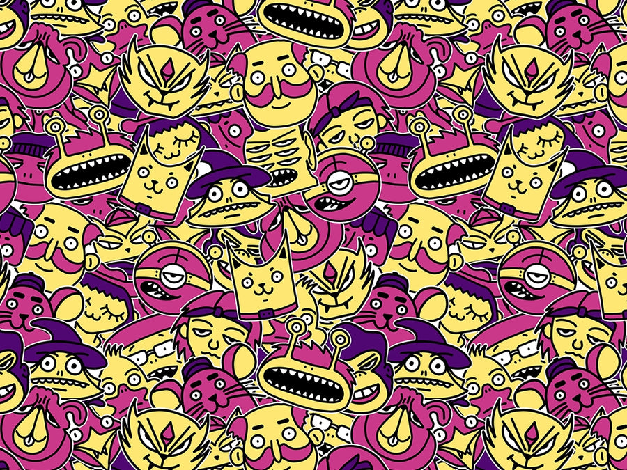Strange Visitors Sticker Bomb Vinyl Wrap Pattern~Rwraps Series 914 Digitally Printed Vinyl Wrap~0