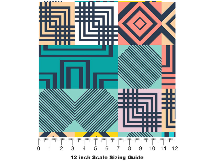 Stranger Than Mosaic Vinyl Film Pattern Size 12 inch Scale~Rwraps Stranger Than Mosaic Sizing Chart~2
